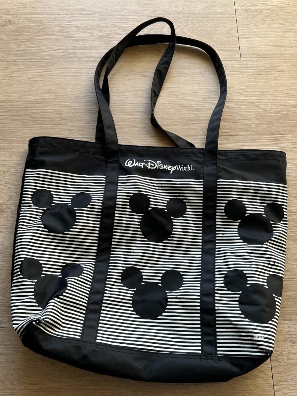 Walt Disney Black Tote Bag with White Mickey Mouse Graphic